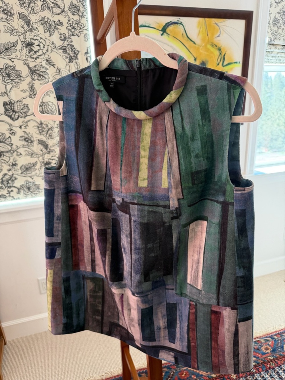 Lafayette 148 New York Multicolor Geometric Sleeveless Shell Top